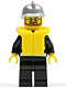 Minifig No: cty0251  Name: Fire - Reflective Stripes, Black Legs, Silver Fire Helmet, Beard and Glasses, Life Jacket