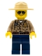 Minifig No: cty0264  Name: Forest Police - Dark Tan Shirt with Pockets, Radio and Gold Badge, Dark Blue Legs, Campaign Hat, Black and Silver Sunglasses