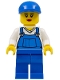 Minifig No: cty0269  Name: Overalls Blue over V-Neck Shirt, Blue Legs, Blue Short Bill Cap, Eyelashes and Smile