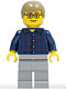 Minifig No: cty0270  Name: Plaid Button Shirt, Light Bluish Gray Legs, Dark Tan Male Hair, Glasses