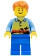 Minifig No: cty0275  Name: Sunset and Palm Trees - Male, Blue Legs, Dark Orange Short Tousled Hair, Lopsided Grin