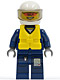 Minifig No: cty0277  Name: Forest Police - Helicopter Pilot, Dark Blue Flight Suit with Badge, Helmet, Life Jacket Center Buckle, Orange Sunglasses