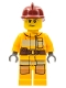 Minifig No: cty0279  Name: Fire - Bright Light Orange Fire Suit with Utility Belt, Dark Red Fire Helmet, Sweat Drops