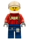 Minifig No: cty0280  Name: Fire - Pilot Female, Red Fire Suit with Carabiner, Dark Blue Legs with Map, White Helmet, Red Lips