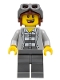 Minifig No: cty0282  Name: Police - Jail Prisoner Jacket over Prison Stripes, Dark Bluish Gray Legs, Aviator Cap and Goggles, Missing Tooth