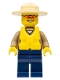 Minifig No: cty0284  Name: Forest Police - Dark Tan Shirt with Pockets, Radio and Gold Badge, Dark Blue Legs, Campaign Hat, Orange Sunglasses, Life Jacket Center Buckle