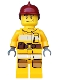 Minifig No: cty0286  Name: Fire - Bright Light Orange Fire Suit with Utility Belt, Dark Red Fire Helmet