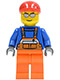Minifig No: cty0294  Name: Overalls with Safety Stripe Orange, Orange Legs, Red Short Bill Cap, Silver Sunglasses