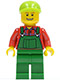 Minifig No: cty0296  Name: Overalls Farmer Green, Lime Short Bill Cap