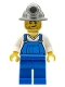 Minifig No: cty0310  Name: Miner - Overalls Blue over V-Neck Shirt, Blue Legs, Mining Helmet, Crooked Smile and Scar