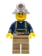Minifig No: cty0311  Name: Miner - Shirt with Harness and Wrench, Dark Tan Legs, Mining Helmet, Sweat Drops