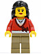 Minifig No: cty0313  Name: Sweater Cropped with Bow, Heart Necklace, Dark Tan Legs, Black Female Hair Mid-Length
