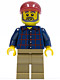 Minifig No: cty0325  Name: Plaid Button Shirt, Dark Tan Legs, Dark Red Short Bill Cap, Dark Bluish Gray Beard and Eyebrows