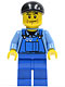 Lot ID: 74495878  Minifig No: cty0335  Name: Overalls with Tools in Pocket Blue, Black Short Bill Cap, Chin Dimple