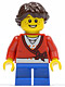 Minifig No: cty0339  Name: Sweater Cropped with Bow, Heart Necklace, Blue Short Legs, Dark Brown Hair Ponytail Long French Braided, Freckles