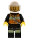 Minifig No: cty0344  Name: Fire - Reflective Stripe Vest with Pockets and Shoulder Strap, White Helmet