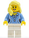 Minifig No: cty0346  Name: Medium Blue Female Shirt with Two Buttons and Shell Pendant, White Legs, Bright Light Yellow Female Hair over Shoulder