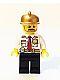 Minifig No: cty0350  Name: Fire Chief - White Shirt with Tie and Belt, Black Legs, Gold Fire Helmet