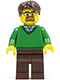 Minifig No: cty0352  Name: Green V-Neck Sweater, Dark Brown Legs, Dark Brown Short Tousled Hair, Safety Goggles