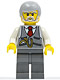 Minifig No: cty0353  Name: Pinstripe Vest, Red Tie and Pocket Watch, Dark Bluish Gray Legs, Light Bluish Gray Male Hair