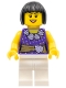 Minifig No: cty0354  Name: Female Dark Purple Blouse with Gold Sash and Flowers, White Legs, Black Bob Cut Hair