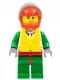 Minifig No: cty0374  Name: Octan - Jacket with Red and Green Stripe, Red Hips and Green Legs, Red Helmet, Trans-Black Visor, Smirk and Stubble Beard, Life Jacket Center Buckle
