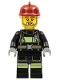 Minifig No: cty0381  Name: Fire - Reflective Stripes with Utility Belt, Dark Red Fire Helmet, Gray Beard