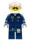Minifig No: cty0383a  Name: Forest Police - Helicopter Pilot, Dark Blue Flight Suit with Badge, Helmet, Black and Silver Sunglasses, Black Eyebrows