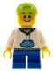 Minifig No: cty0396  Name: White Hoodie with Blue Pockets, Blue Short Legs, Lime Short Bill Cap