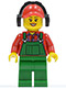 Minifig No: cty0399  Name: Overalls Farmer Green, Red Cap with Hole, Headphones
