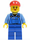 Minifig No: cty0402  Name: Overalls with Tools in Pocket Blue, Red Short Bill Cap, Eyelashes and Red Lips
