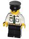 Minifig No: cty0403  Name: Airport - Pilot, White Shirt with Dark Green Tie and Belt, Black Legs, Black Hat