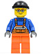 Minifig No: cty0428  Name: Overalls with Safety Stripe Orange, Orange Legs, Black Knit Cap, Glasses (Crane Operator)