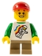 Minifig No: cty0436  Name: Classic Space Minifigure Floating Pattern, Dark Tan Short Legs, Red Short Bill Cap
