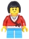 Minifig No: cty0437  Name: Sweater Cropped with Bow, Heart Necklace, Dark Azure Short Legs, Black Bob Cut Hair