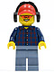 Minifig No: cty0466  Name: Plaid Button Shirt, Sand Blue Legs, Red Cap with Hole, Black Headphones