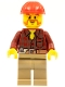 Minifig No: cty0467  Name: Flannel Shirt with Pocket and Belt, Dark Tan Legs, Red Construction Helmet, Beard