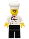 Minifig No: cty0502a  Name: Chef - White Torso with 8 Buttons, Black Legs, Rounded Glasses, Brown Eyebrows