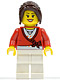 Minifig No: cty0504  Name: Sweater Cropped with Bow, Heart Necklace, White Legs, Dark Brown Hair Ponytail Long with Side Bangs