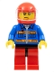 Minifig No: cty0533  Name: Blue Jacket with Pockets and Orange Stripes, Red Legs with Black Hips, Sweat Drops