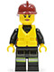Minifig No: cty0538  Name: Fire - Reflective Stripe Vest with Pockets and Shoulder Strap, Dark Red Fire Helmet, Life Jacket Center Buckle, Female Pink Lips