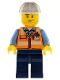 Minifig No: cty0557  Name: Space Engineer, Male, Orange Vest, Dark Blue Legs, White Construction Helmet, Stubble