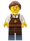 Minifig No: cty0580  Name: City Square Barista - Reddish Brown Apron with Cup, Reddish Brown Ponytail and Swept Sideways Fringe, Glasses and Smile