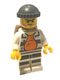 Minifig No: cty0618  Name: Police - Jail Prisoner 18675, Open Shirt, Striped Legs, Gray Knit Cap, Backpack
