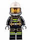 Minifig No: cty0628  Name: Fire - Reflective Stripes with Utility Belt, White Fire Helmet, Breathing Neck Gear with Air Tanks, Trans-Brown Visor, Beard Stubble