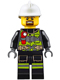 Minifig No: cty0635  Name: Fire - Reflective Stripes with Utility Belt and Flashlight, White Fire Helmet, Brown Moustache and Goatee