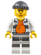 Minifig No: cty0643  Name: Police - Jail Prisoner 18675, Open Shirt, Striped Legs, Gray Knit Cap