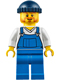 Minifig No: cty0648  Name: Fire Lighthouse Keeper - Overalls Blue over V-Neck Shirt, Blue Legs, Dark Blue Knit Cap