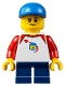 Minifig No: cty0662  Name: Boy, Freckles, Classic Space Shirt with Red Sleeves, Dark Blue Short Legs