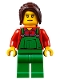 Minifig No: cty0667  Name: Lawn Worker - Pink Lips, Green Overalls over Plaid Shirt